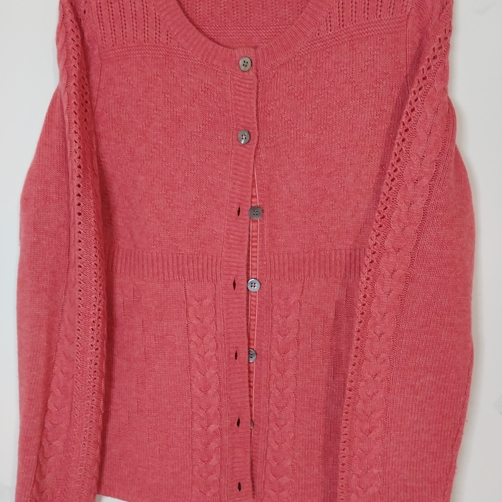 Sundance Medium Coral Button-Up Cardigan Sweater Viscose,Wool,Alpaca,Nylon - Picture 2 of 12